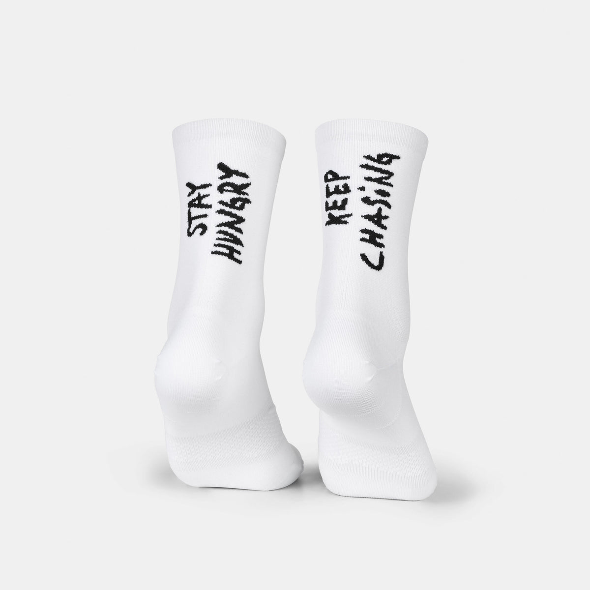 Medias de running SAYSKY Combat High, color White Stay Hungry - vista del producto
