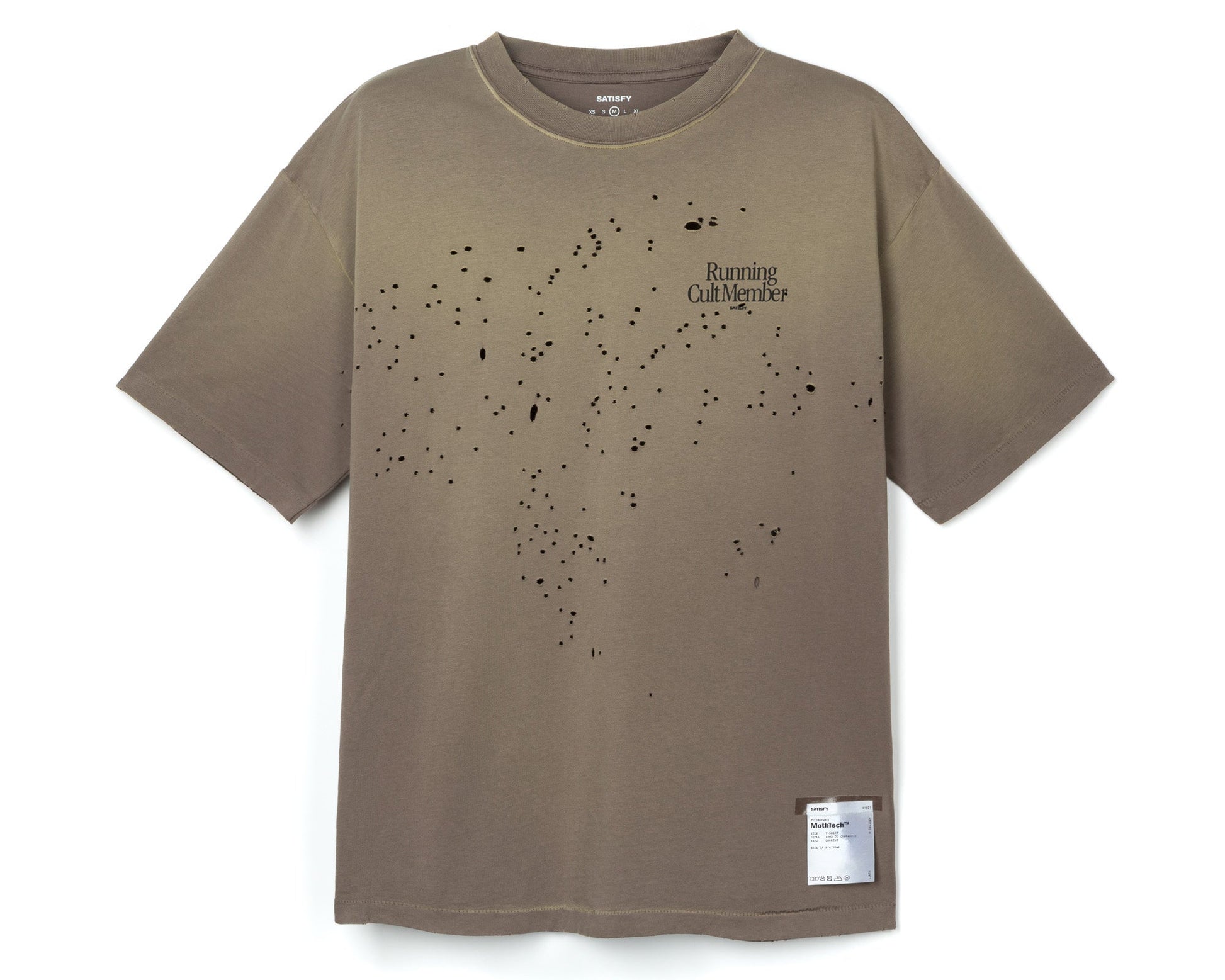 MothTech T-Shirt Sun Bleached Falcon - vista frontal de la prenda con estampado Running Cult Member