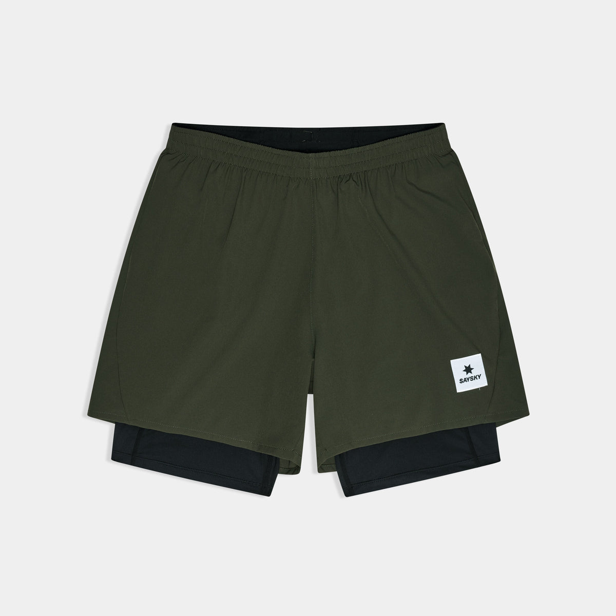 Short 2 en 1 SAYSKY 5" para hombre, color verde - vista frontal del producto