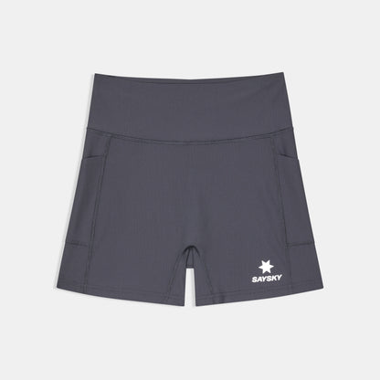 Malla corta SAYSKY Combat+ Rib 4" para mujer, color gris - vista frontal del producto
