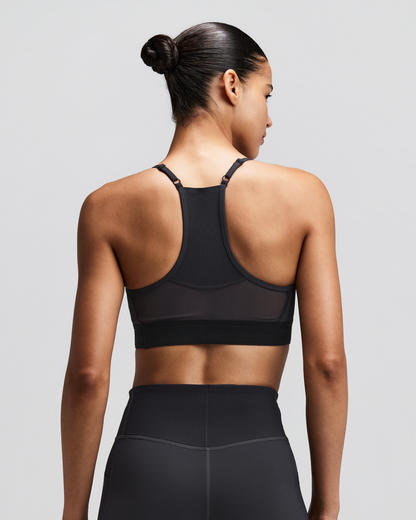 Women's Vanisher Strappy Run Bra Anthracite - vista posterior en modelo