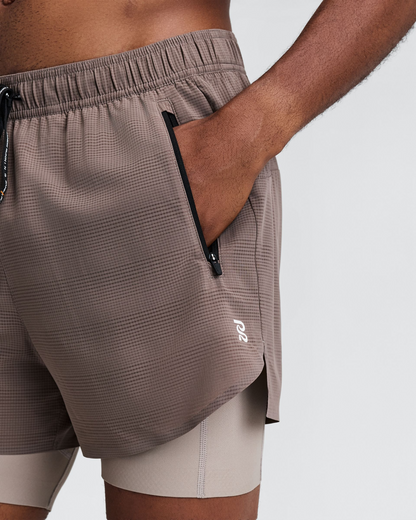 Short 2 en 1 Bandit CoolGrid para hombre, color Cocoa - detalle de la prenda
