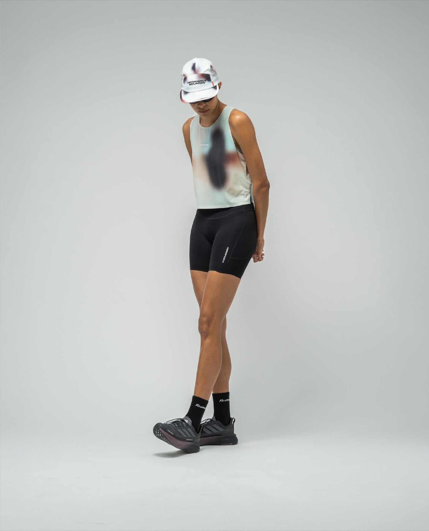 Women's Crop Race Singlet Fog - vista posterior