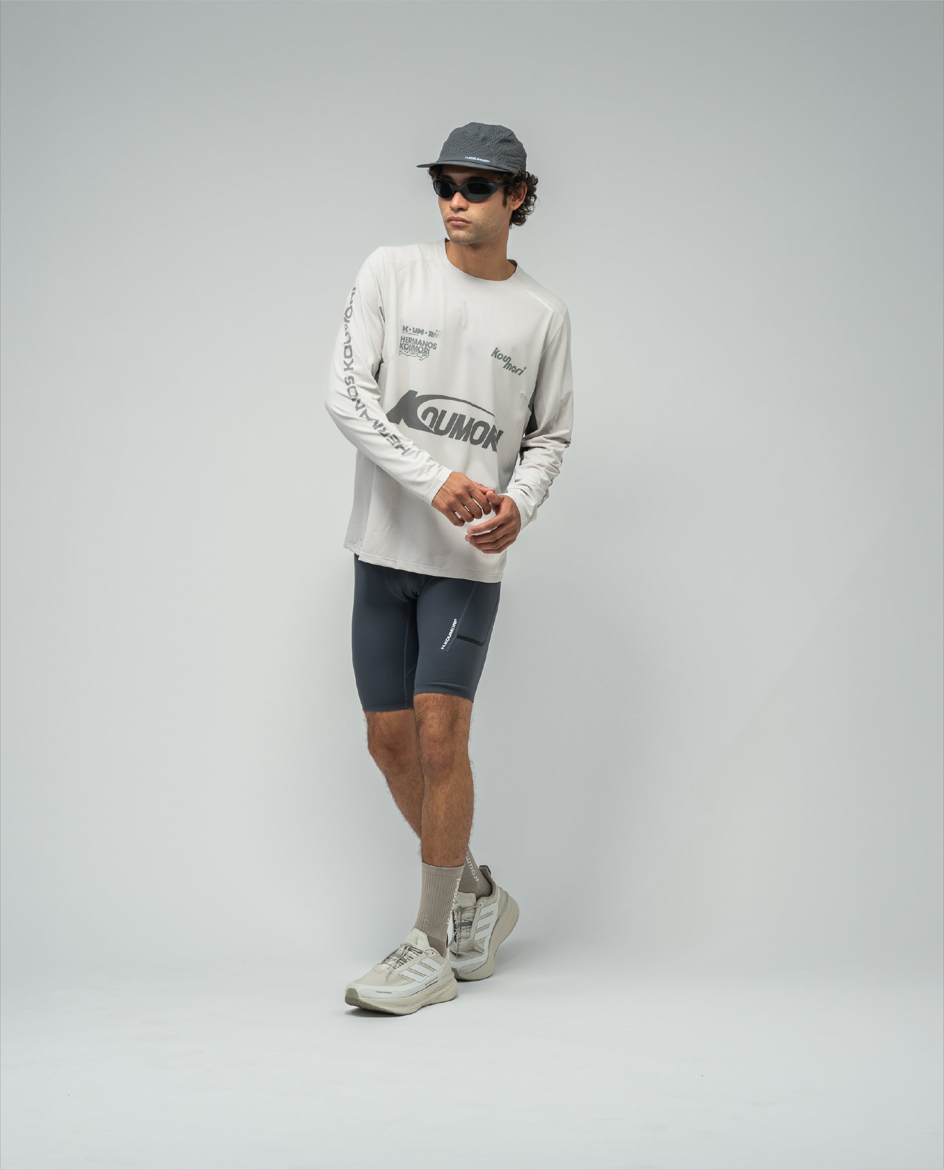 Men's LS AOP Light Training T-Shirt Silver Cloud Balsam Green
