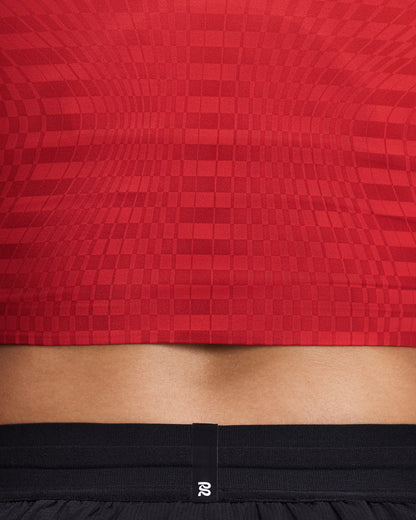 Top de competencia Bandit Adapto para mujer, color Oxide Red - detalle de la tela