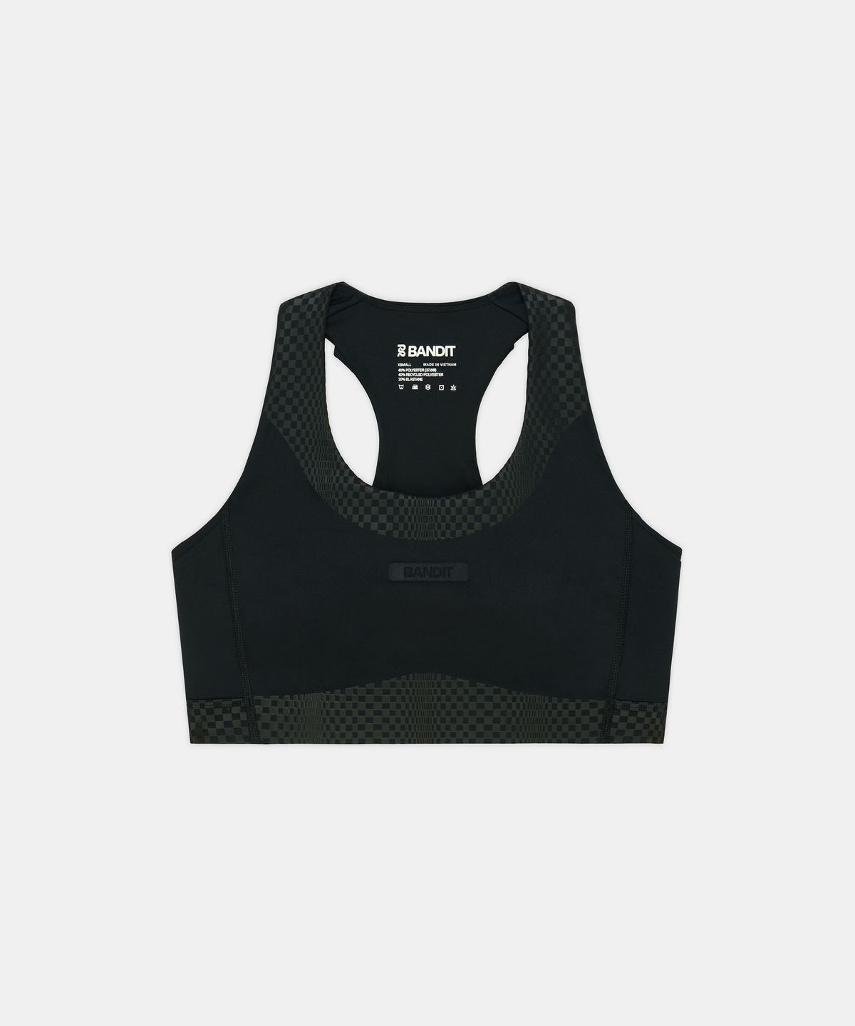 Top deportivo Bandit Stamina-V Threshold para mujer, color negro - vista plana del producto