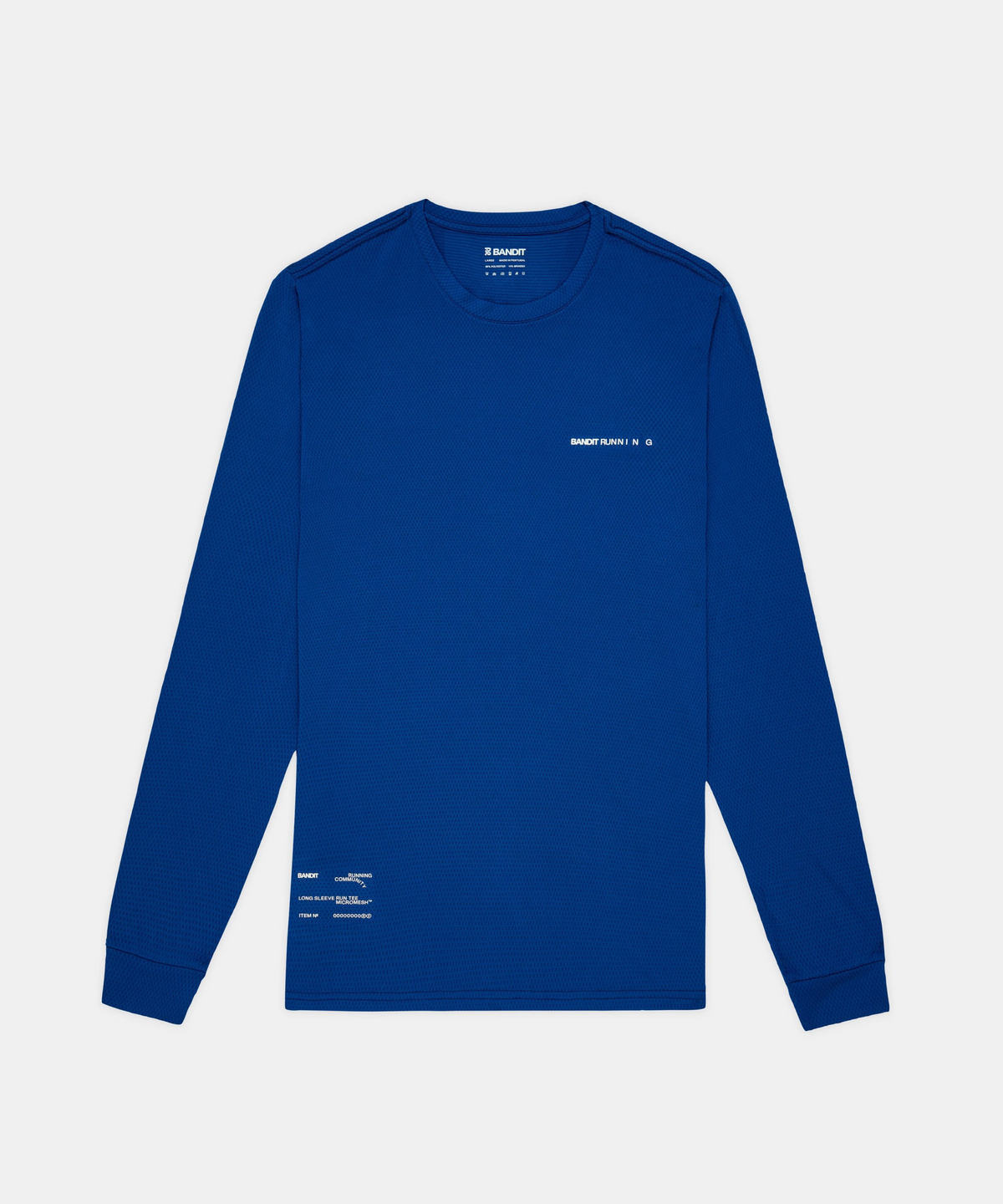 Polo manga larga Bandit Micromesh para hombre, color Bauhaus Blue - vista plana del producto