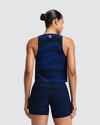 Bividí de competencia Bandit CoolGrid Race para mujer, color Bauhaus Blue - vista posterior en modelo