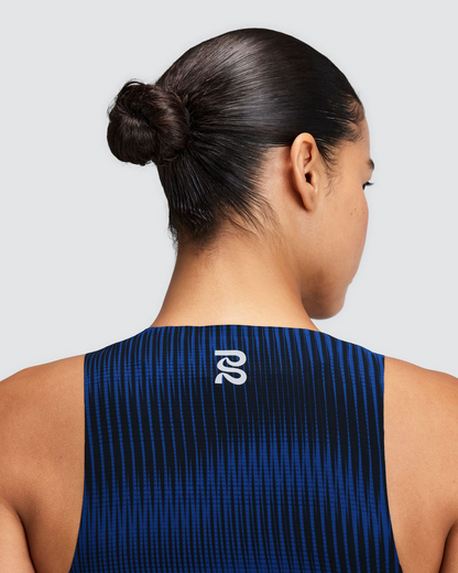 Bividí de competencia Bandit CoolGrid Race para mujer, color Bauhaus Blue - detalle posterior