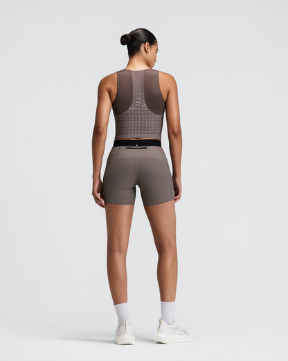 Top de competencia Bandit Vanisher Square Neck para mujer, color Cocoa - vista frontal de cuerpo entero
