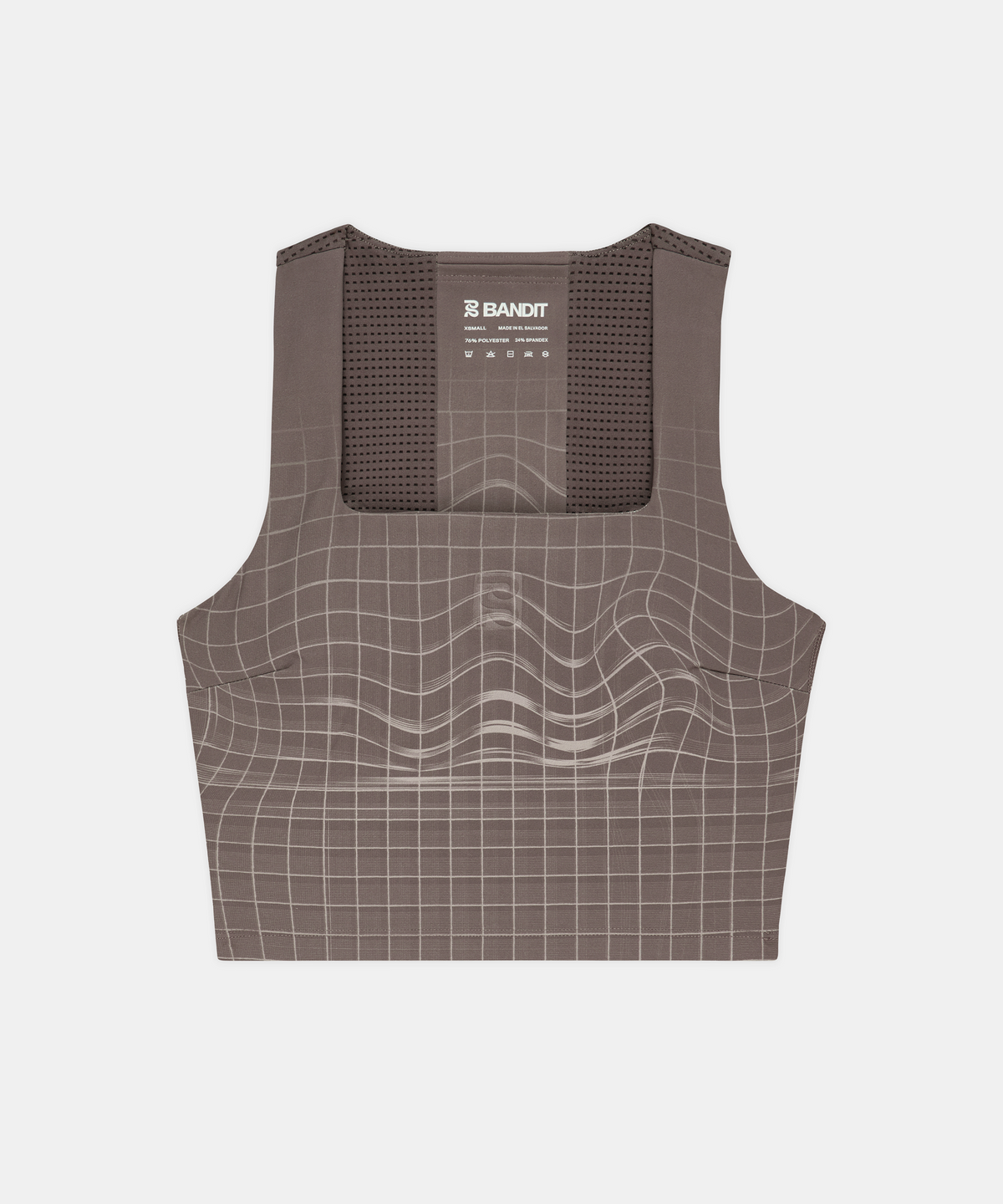 Top de competencia Bandit Vanisher Square Neck para mujer, color Cocoa - vista plana del producto