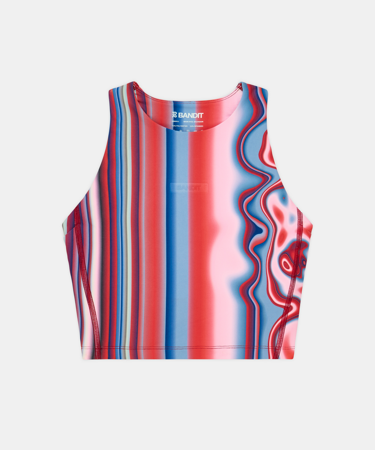 Top de competencia Bandit Vanisher Crewneck para mujer, color Melted Stripe Gradient - vista plana del producto