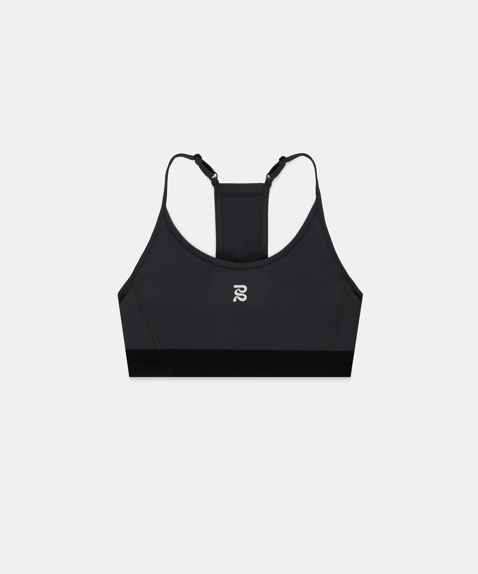 Women's Vanisher Strappy Run Bra Anthracite - flatlay frontal